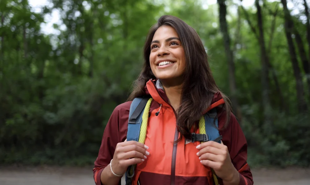 Woman outside walking