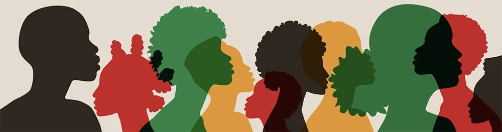 Graphic African American faces in profile