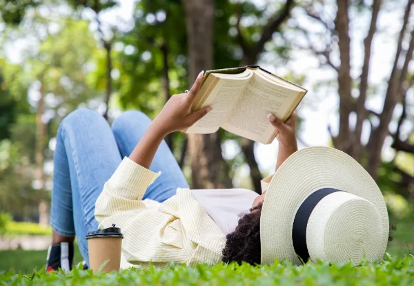 reading in the grass