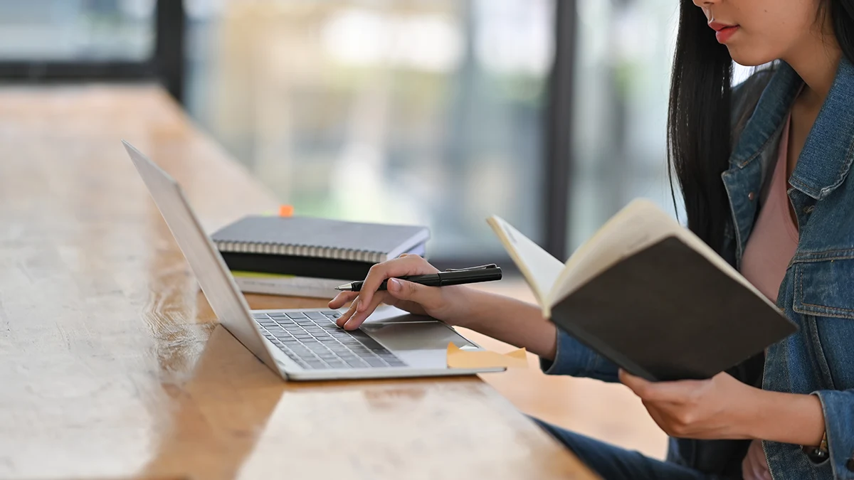 Older student with computer